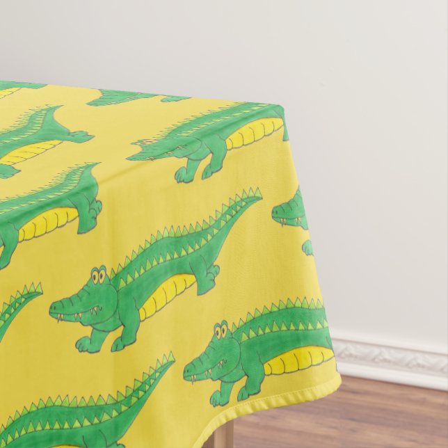 Toalha De Mesa Crocodilo Crocodilo de Gator Amarelo Verde (Posição Original)