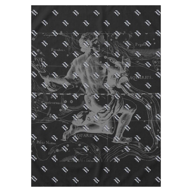 Toalha De Mesa Cromo como Aquarius Zodiac Sinal em Hevelius 1690 (Frente)