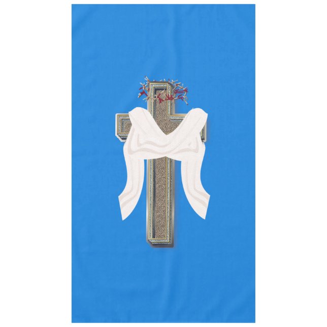 Toalha De Mesa Cross Tablecloth Doméstico Linen Blue Fundo (Frente)