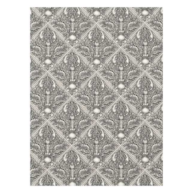 Toalha De Mesa Crustáceos a preto e branco natural (Frente)