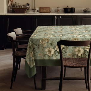 Toalha De Mesa Cultivar flores poeirentas, verdes e douradas