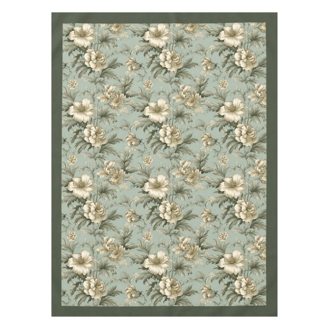 Toalha De Mesa Cultivar flores poeirentas, verdes e douradas (Frente)