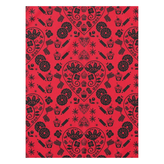 Toalha De Mesa Cupcake Baking Folk Art (Frente)