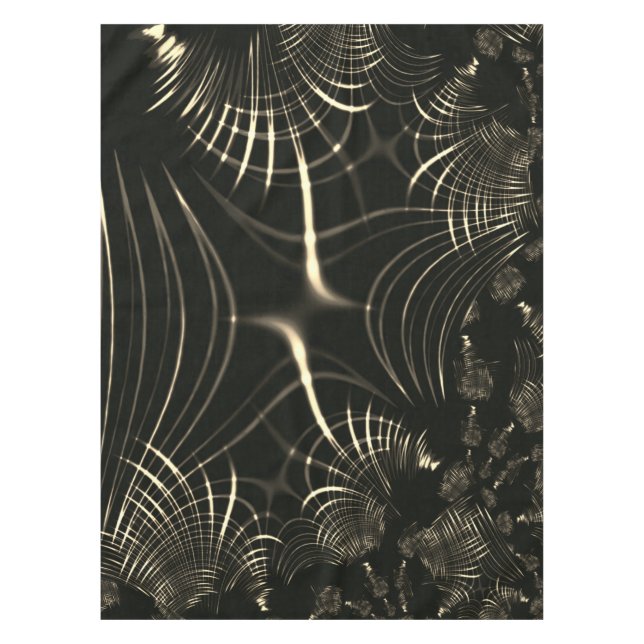 Toalha De Mesa Curvas pontiagudas a cores caquis e fundo escuro (Frente)