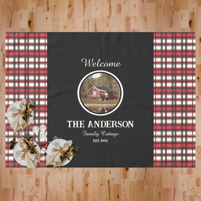 Toalha De Mesa Custom Black Red Plaid Farmhouse Style (Criador carregado)