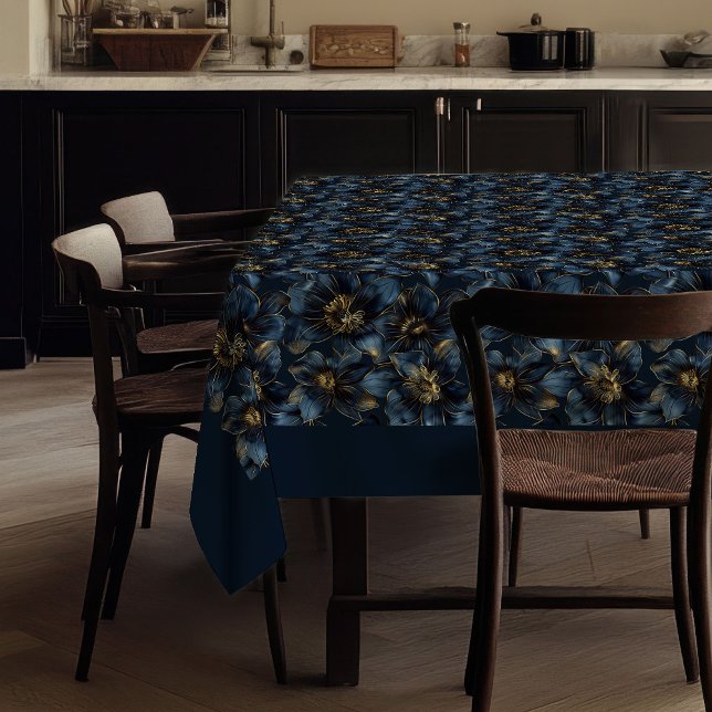 Toalha De Mesa Custom Name Minimalist Navy Gold Tablecloth Chic  (Custom Name Minimalist Navy Gold Tablecloth Chic )