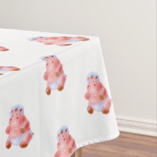 Toalha De Mesa Cute Baby Hippo - Desenho Divertido