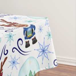 Toalha De Mesa Cute Blue Kids Christmas Reindeer