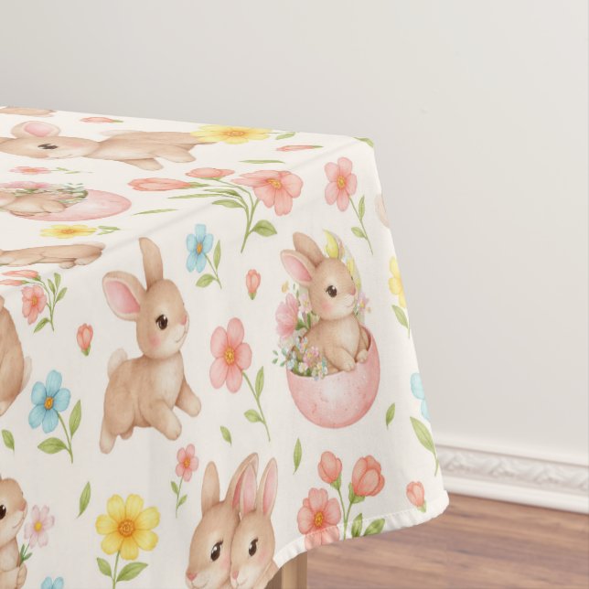 Toalha De Mesa Cute Bunny Floral Spring Pattern (Posição Original)
