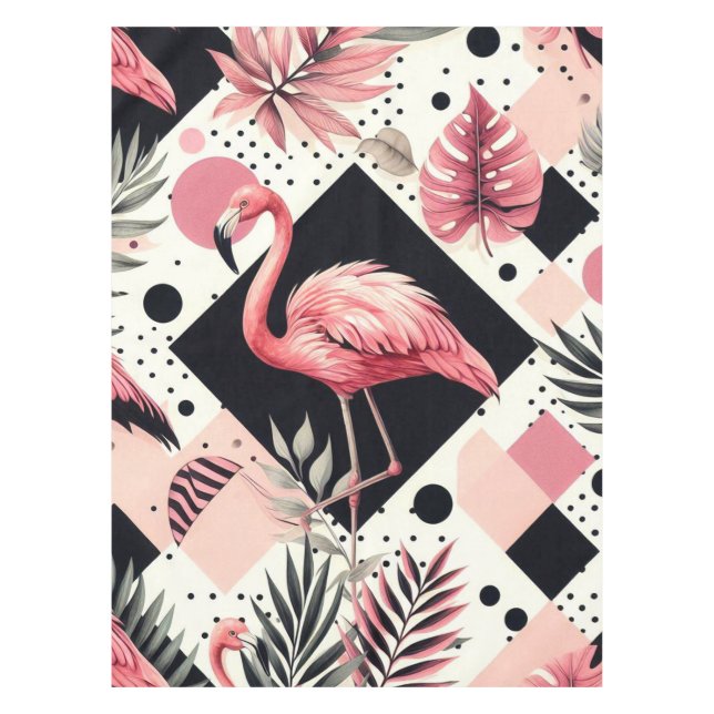 Toalha De Mesa Cute Flamingo Geométrico (Frente)