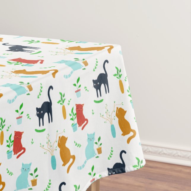 Toalha De Mesa Cute Kitten Greenery Adventure (Posição Original)