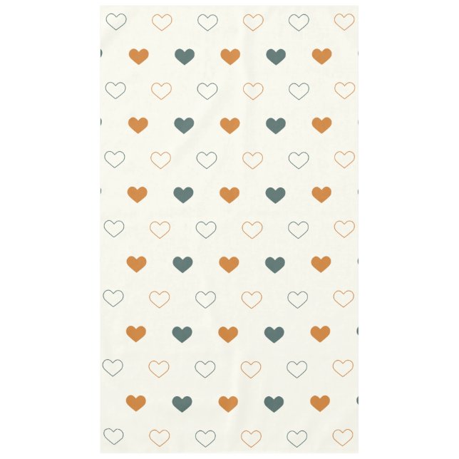 Toalha De Mesa Cute Simple Heart Pattern Orange Cream Green (Frente)
