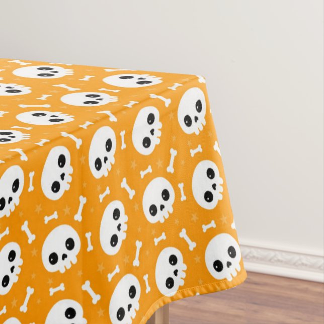 Toalha De Mesa Cute Skull & Bones Padrão de Halloween (Posição Original)