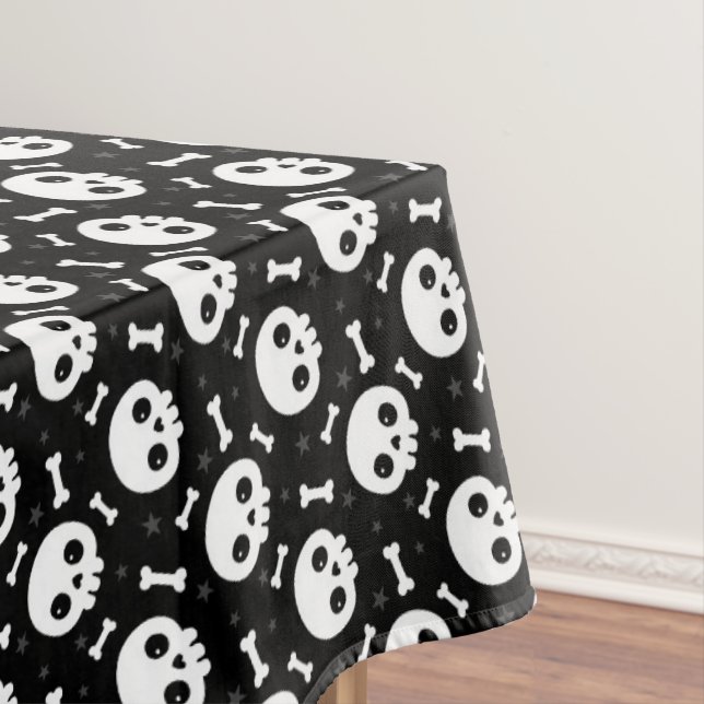 Toalha De Mesa Cute Skull & Bones Padrão de Halloween (Posição Original)