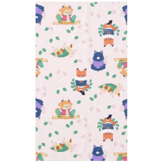 Toalha De Mesa cute yoga fox animals pastel pink