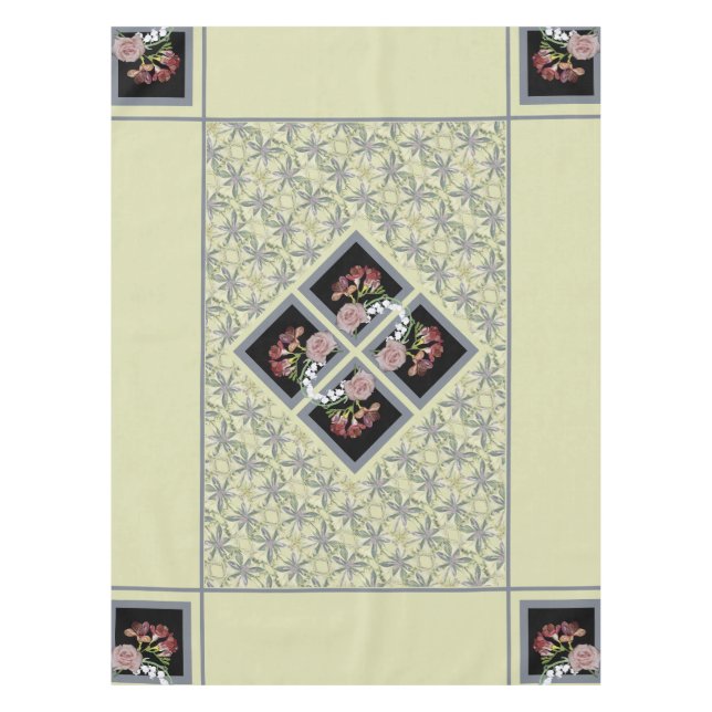 Toalha De Mesa Cyanus, Fresia, Lily do Vale Rosa Tablecloth (Frente)