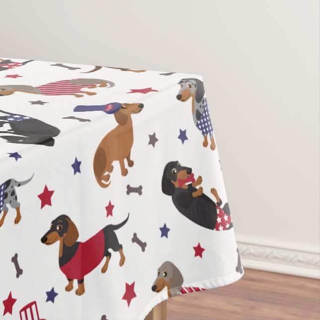 Toalha De Mesa Dachshund Patriótico (Posição Original)