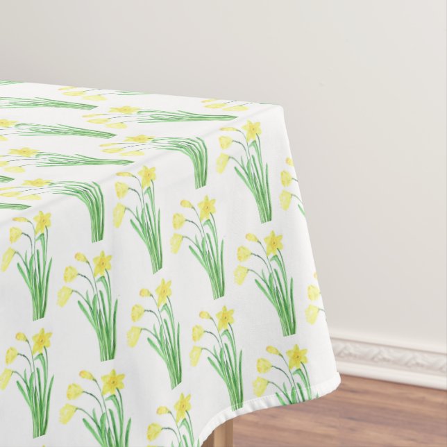 Toalha De Mesa Daffodils Amarelo Elegante Moderna Aquarela Floral (Posição Original)