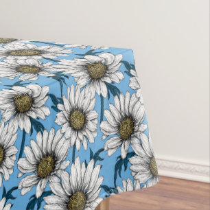 Toalha De Mesa Daisies, flores silvestres em azul