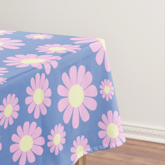 Toalha De Mesa Daisy Blue Pink (Posição Original)