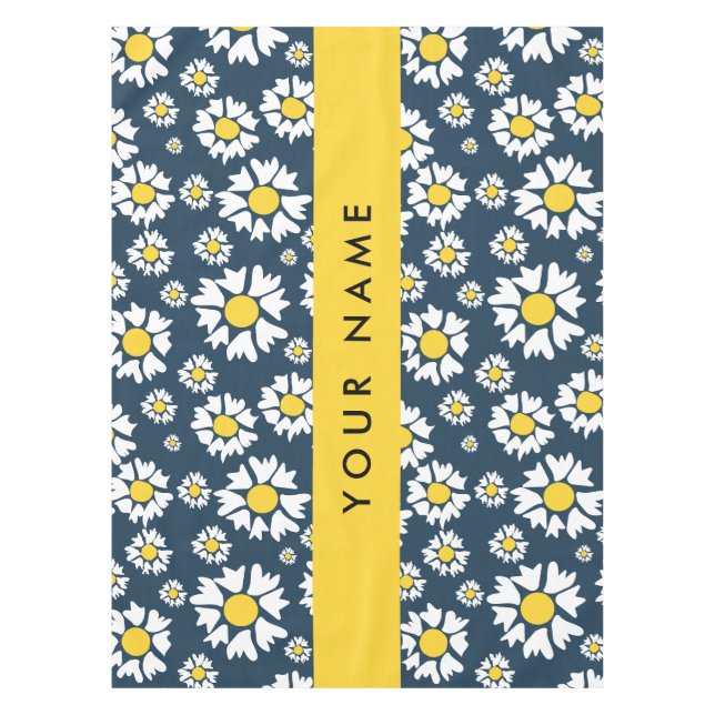 Toalha De Mesa Daisy Pattern, White Daisies, Seu Nome (Frente)
