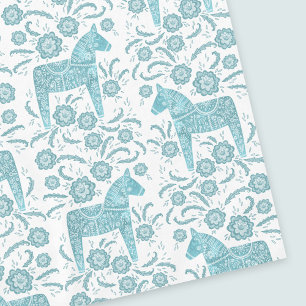 Toalha De Mesa Dala Horse Teal e Tablecloth Brancos