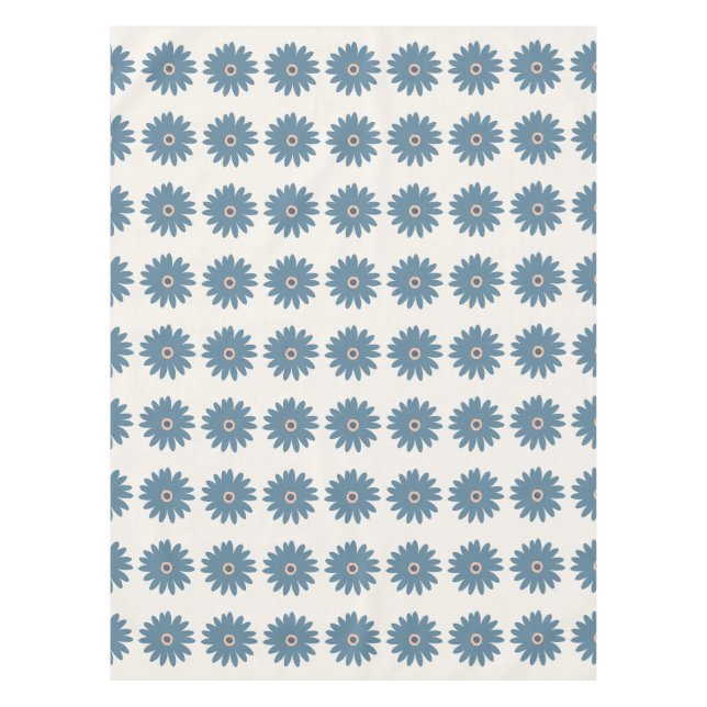 Toalha De Mesa Dália Azul e Creme (Frente)