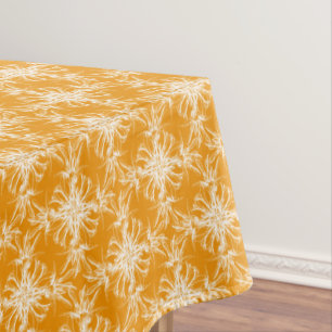 Toalha De Mesa Damasco floral alaranjado e branco da tangerina