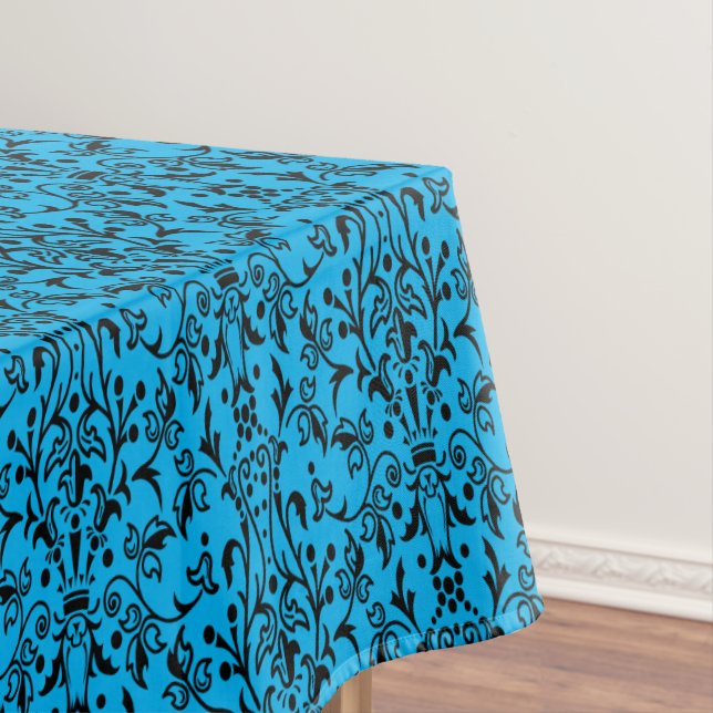 Toalha De Mesa Damasco preto e azul (Posição Original)
