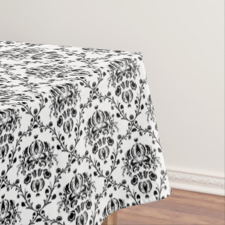 Toalha De Mesa Damasco preto e branco elegante