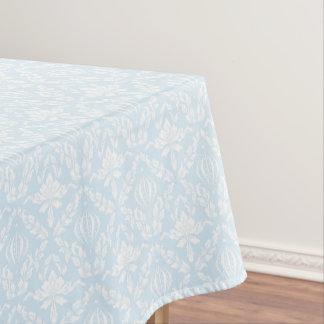 Toalha de Mesa Damask Azul e Branco Floral Elegant