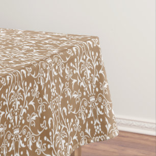 Toalha De Mesa Damask Brown & White