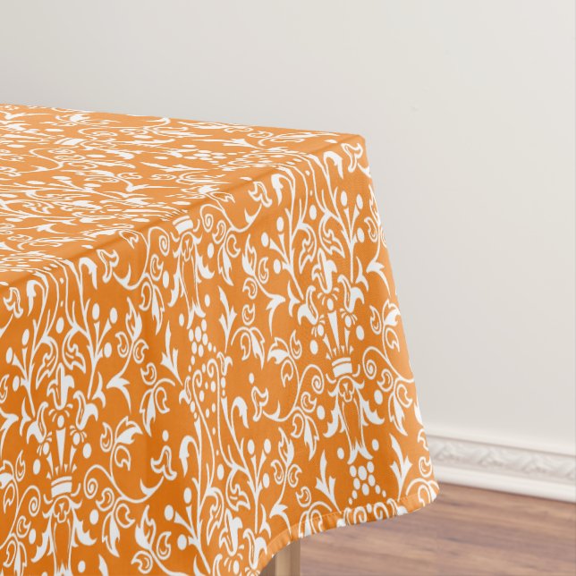 Toalha De Mesa Damask Laranja e Branco (Posição Original)