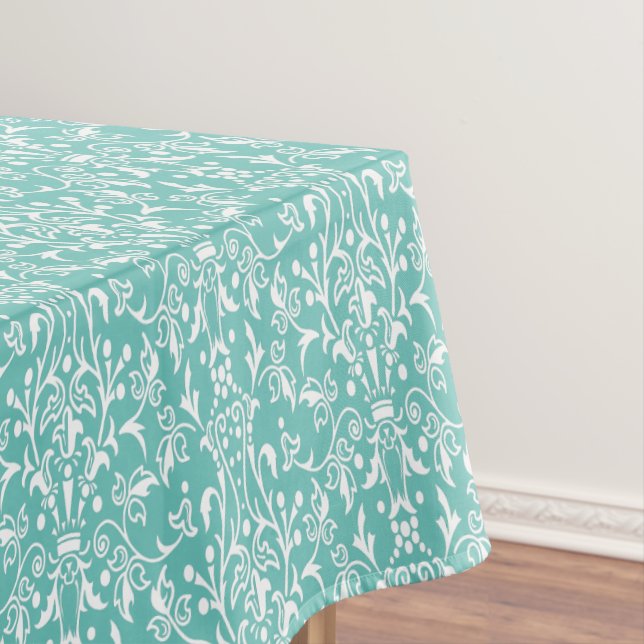 Toalha De Mesa Damask Teal & White (Posição Original)