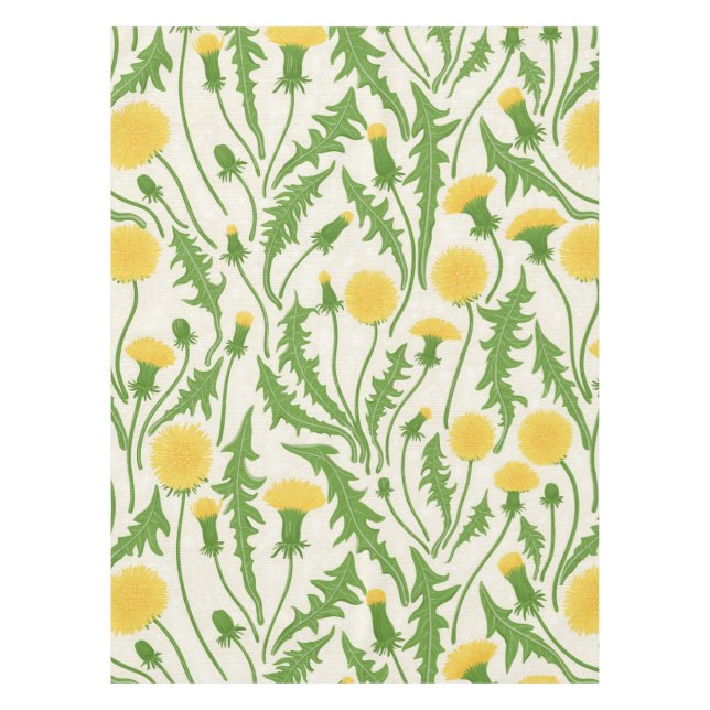 Toalha De Mesa Dandeliões, verdes, amarelos e brancos (Frente)