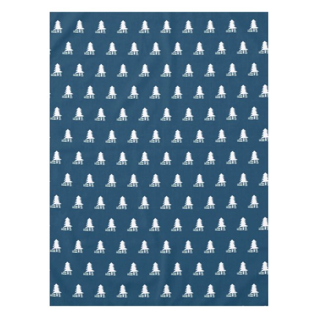Toalha De Mesa Dark Blue and White Christmas Tree Design (Frente)