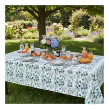 Toalha de Mesa de Aguarela de Flor Silvestre Verde
