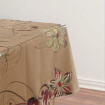 Toalha de Mesa de Algodão Elegante Vermelho/Prata/