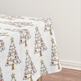 Toalha de mesa de árvore de Natal colorida branca