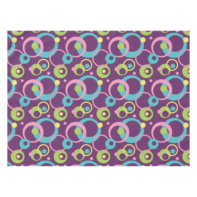 Toalha de Mesa de Círculos Roxos Funky (Frente (Horizontal))