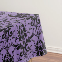 Toalha de Mesa de Damasco Lavanda e Preto