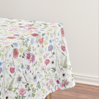 Toalha de mesa de flores silvestres com aguarela r
