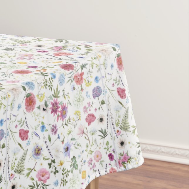 Toalha de mesa de flores silvestres com aguarela r (Posição Original)