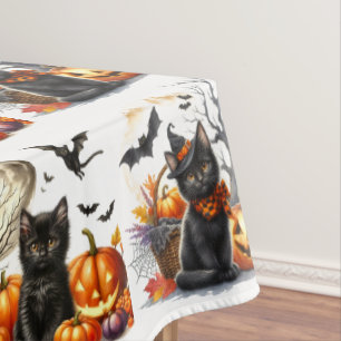 Toalha de mesa de Halloween Vintage Retro Gato e A