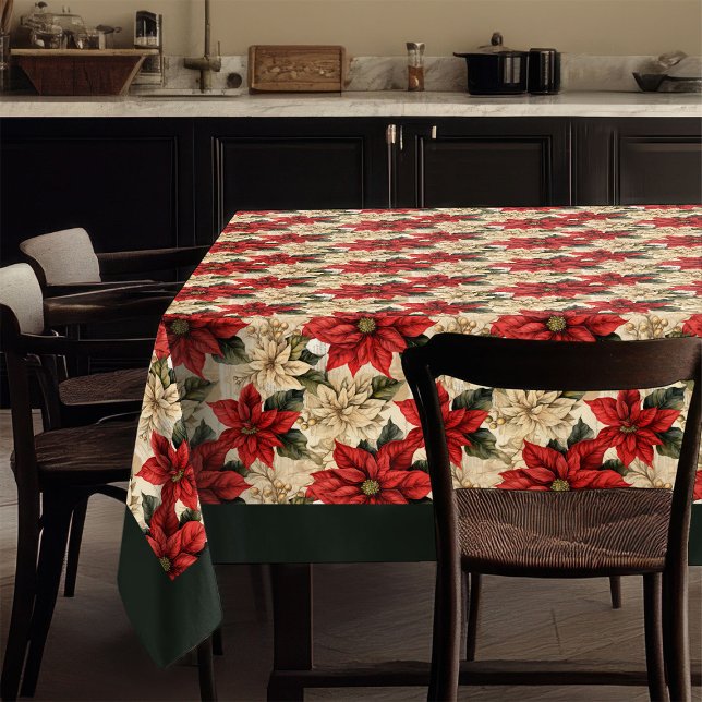 Toalha de mesa de Natal clássica com design floral (Classic Holiday Tablecloth Rustic Floral Design)