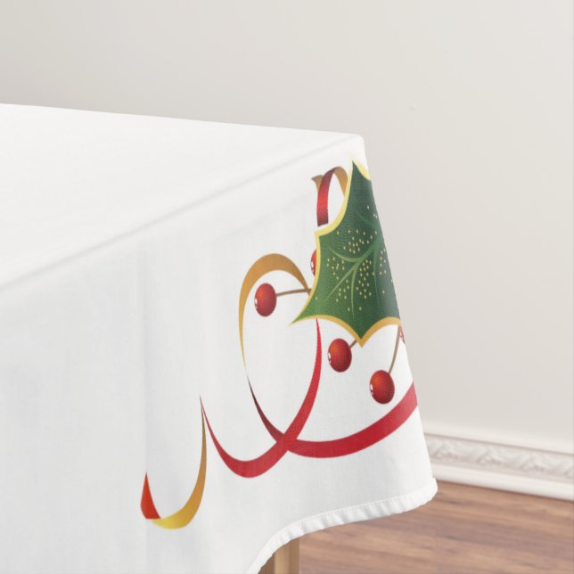 Toalha de mesa de Natal com azevinho branco (Posição Original)