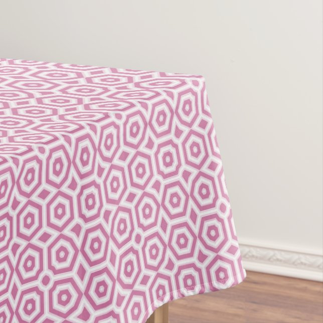 Toalha De Mesa deco de arte de padrão geométrico branco-rosa (Posição Original)
