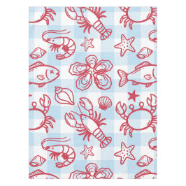 Toalha De Mesa Decoração de Cozinha Gingham de Mariscos Costeiros