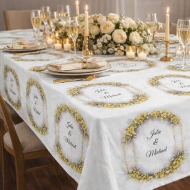 Toalha De Mesa Decoração de Noiva com Coroa Amarela Floral Casame