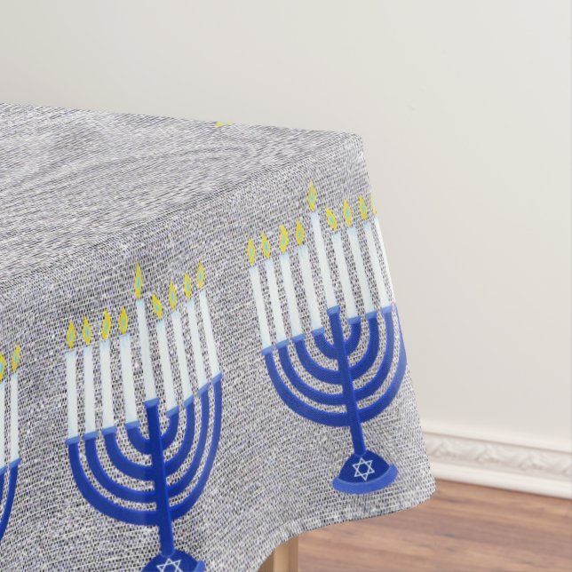Toalha De Mesa Decoração Home de prata azul escuro de Hanukkah (Posição Original)